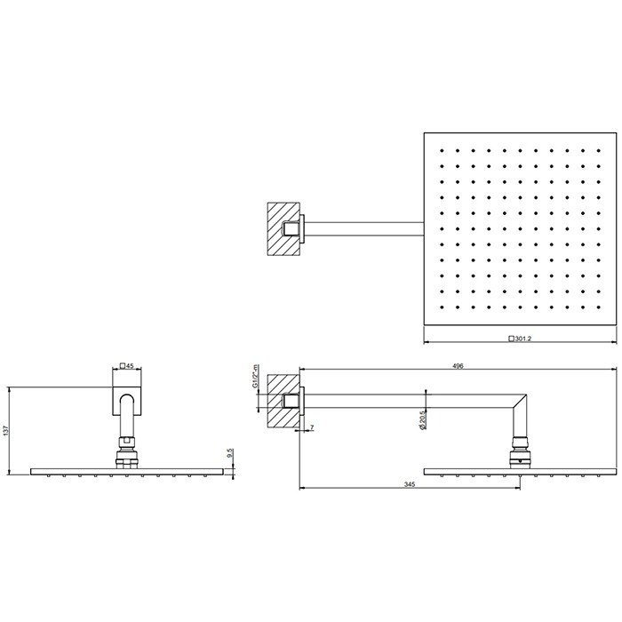 Верхний душ, подвесной, поворотная, с защитой от известкового налёта, Gessi Emporio shower, black xl арт. 47364#299
