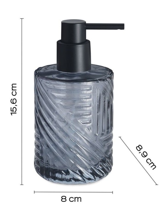 Настольный стеклянный дозатор с черной пластиковой помпой Corinne Gedy, CR80(05) цвет: голубой