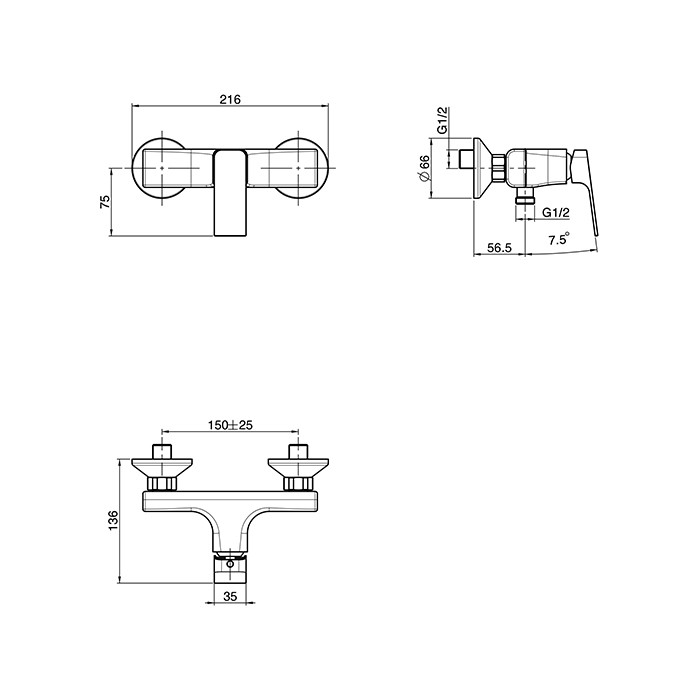 Fima Carlo Frattini Смеситель для душа, настенный, без душ. комплекта, Fit, F3385/1NS цвет: хром