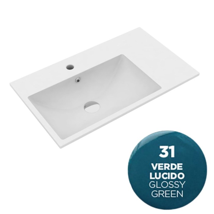 Раковина 90x45 см, с 1 отв. подвесная, встраиваемая, Olympia ceramica Tutto evo, зеленый глянцевый арт. TUE4890131