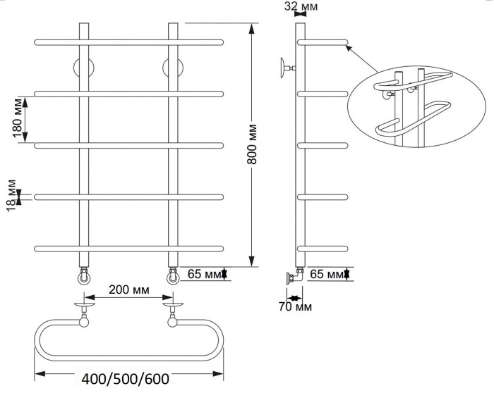 Полотенцесушитель водяной латунный 50x80x20 Венеция (бронза) Secado арт. 4603777476779