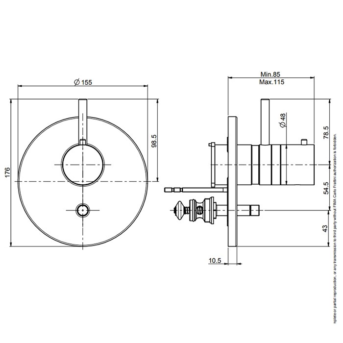 Fima Carlo Frattini Смеситель для душа, встраиваемый, на 2 источника, без внутр. части, Fimatherm, F4039X2NS цвет: черный