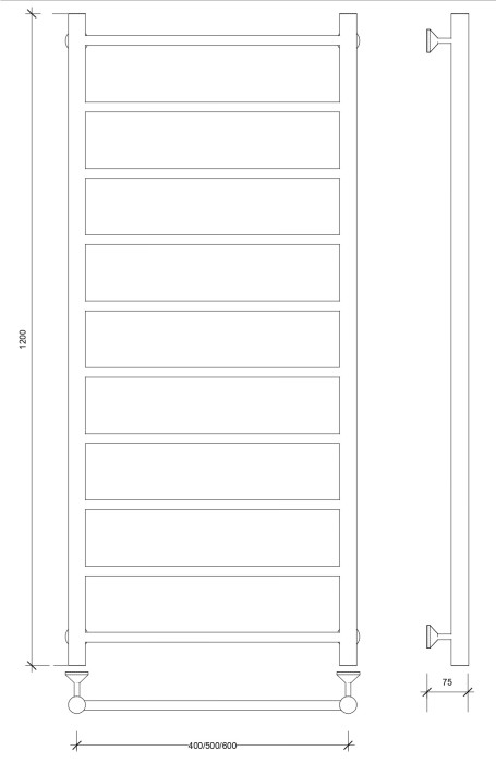 Полотенцесушитель водяной 120x40 Триада 1 (черный) Secado арт. 4673739228531