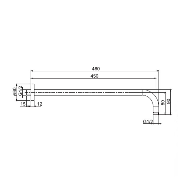 Fima Carlo Frattini Держатель верхнего душа 450 мм., для монтажа на стену, Wellness, F2138NS.45 цвет: чёрный