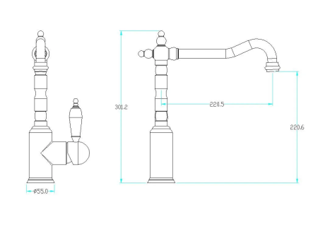 Смеситель для кухни с кристаллом swarovski, Boheme Kitchen - 103-SW