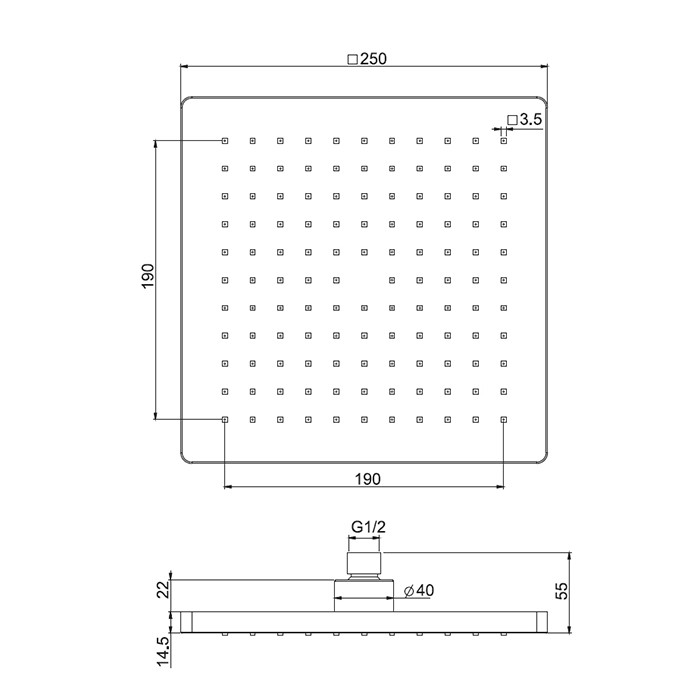 Fima Carlo Frattini Верхний душ 250х250 мм., из ABS, Wellness, F2987/2CR цвет: хром