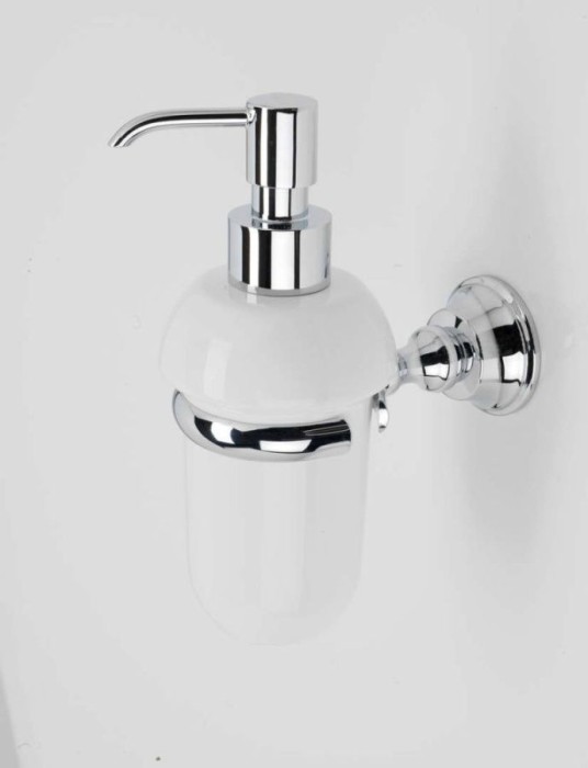 Настенный керамический дозатор STIL HAUS Smart, SM30(02-BI) цвет: хром - золото - белая керамика