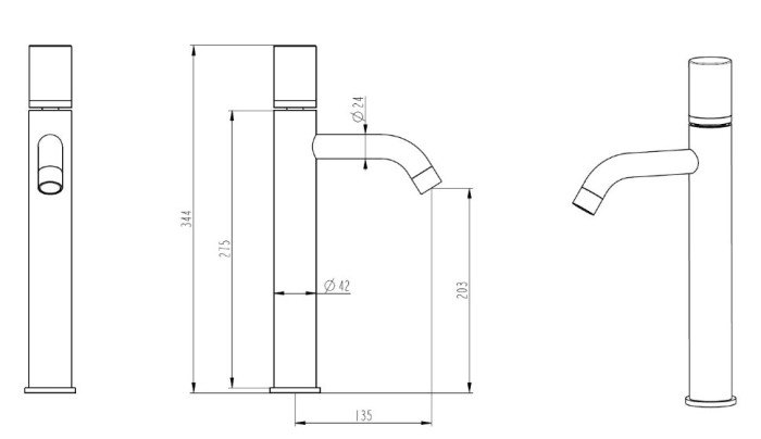 Смеситель для раковины, хром, Stick Boheme 122-CRG.2