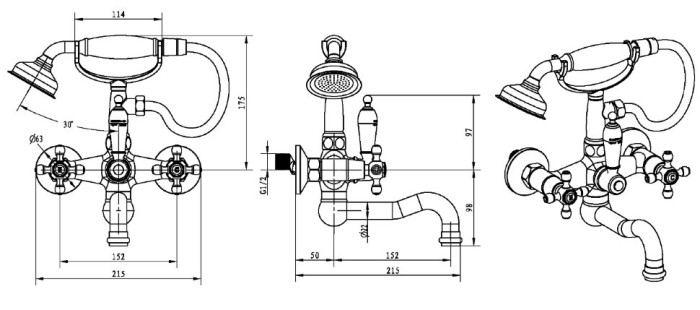 Смеситель для ванны, хром, Сamelia Boheme 273-Camelia