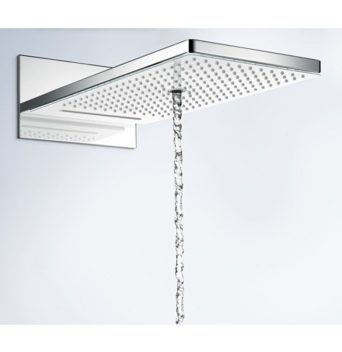 Верхний душ с настенным креплением скрытого монтажа Rainmaker Select Hansgrohe, белый, хром арт. 24001400