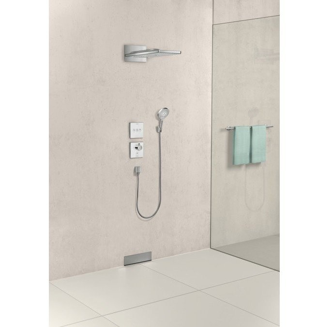 Верхний душ с настенным креплением скрытого монтажа Rainmaker Select Hansgrohe, белый, хром арт. 24001400