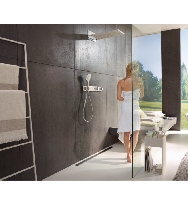 Верхний душ с настенным креплением скрытого монтажа Rainmaker Select Hansgrohe, белый, хром арт. 24001400