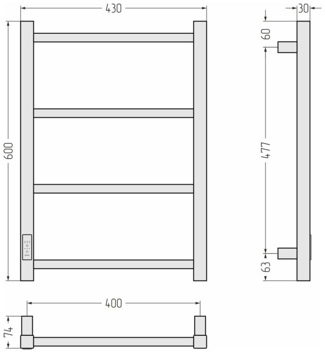 Стилье Электрический полотенцесушитель 1000x300, Формат 26, 17527-6040 цвет: черный