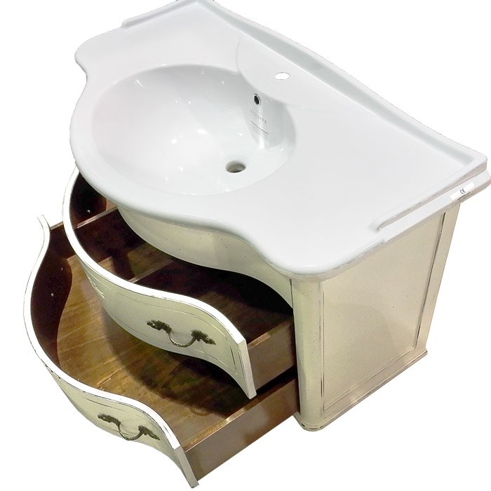 База подвесная 112x62*h62, под раковины giu110/jub110/40129, 2 в.Ящ, отделка: французский белый с патиной, Tiffany World - 7224/S avorio francese/br_sale GIU200110/ALZA bi*1_sale