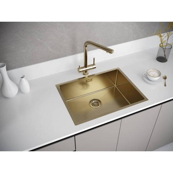 Мойка для кухни нержавеющая 580х440мм Paulmark NEXT-580, брашированное золото - PM215844-BG