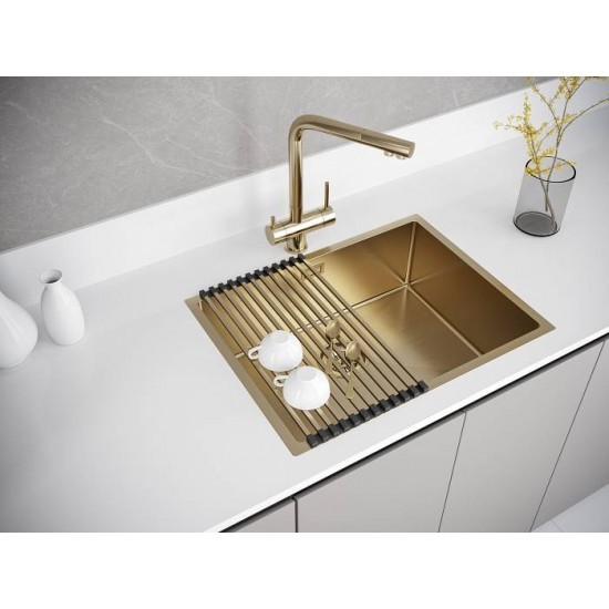 Мойка для кухни нержавеющая 580х440мм Paulmark NEXT-580, брашированное золото - PM215844-BG