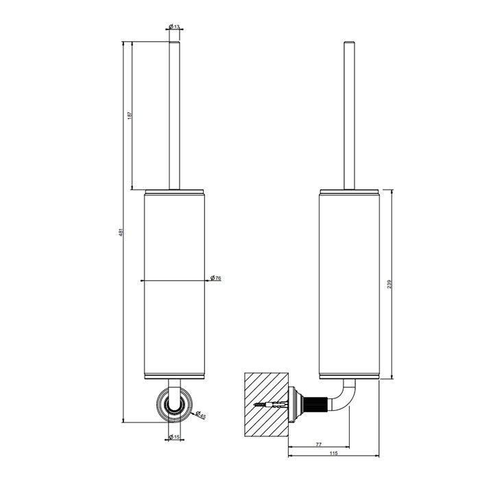Ершик для унитаза, подвесной, Gessi Venti20, белый/черный матовый арт. 65419#299