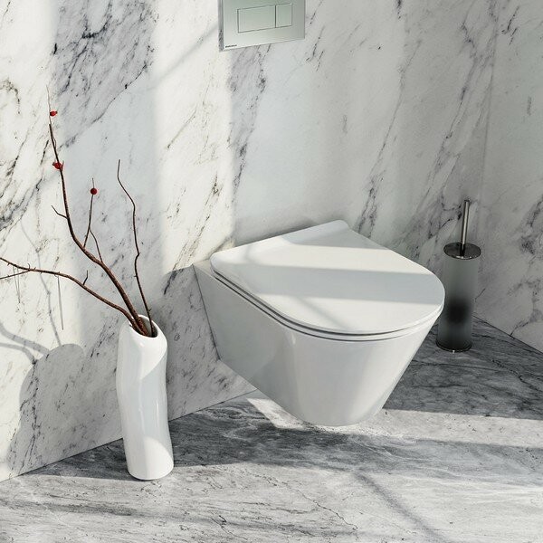 Унитаз подвесной, безободковый с крепежом, Plaza modern Kerama Marazzi, белый - PLMR.wc.02