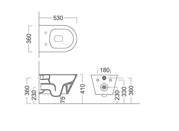 Унитаз подвесной, безободковый с крепежом, Plaza modern Kerama Marazzi, белый - PLMR.wc.02