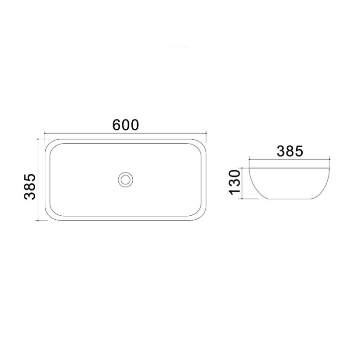 Раковина 60х38,5х13, накладная, белая, Azario - AZ-4959B