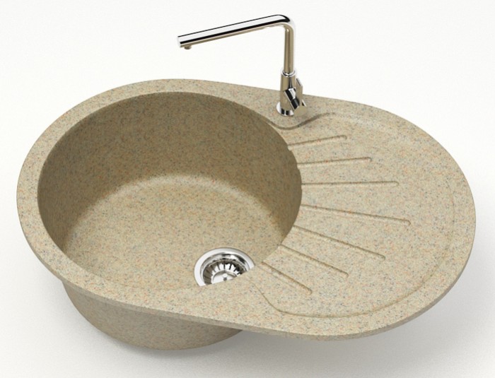 Кухонная мойка Flora 730x450x215 искусственный мрамор, песочная, Azario FLORA - CS00079915