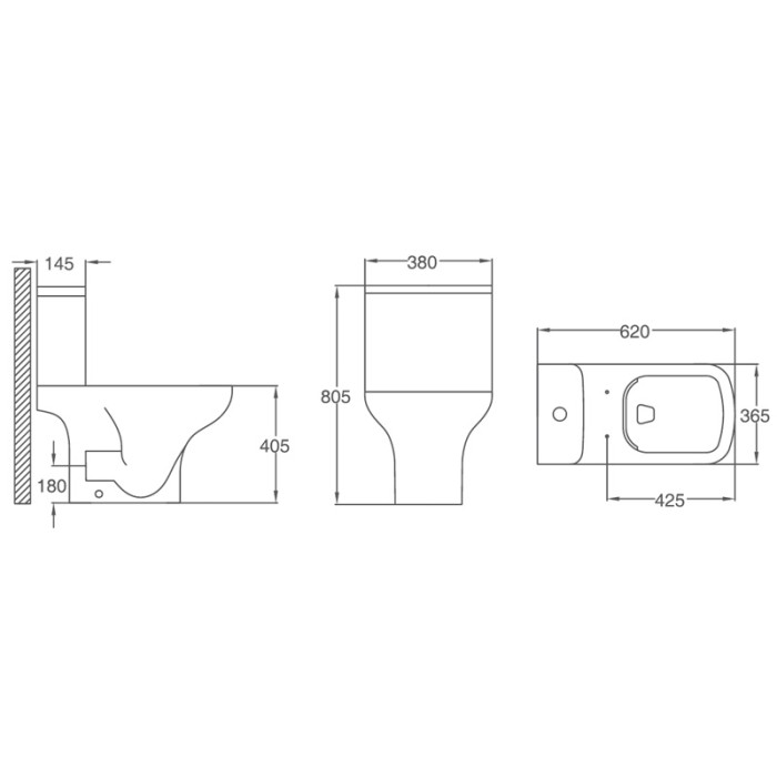 Унитаз-компакт 380х620х805 напольный, безободковый, в комплекте с арматурой GEBERIT, сиденье микролифт, Azario Alba арт. AZ-8323 GB