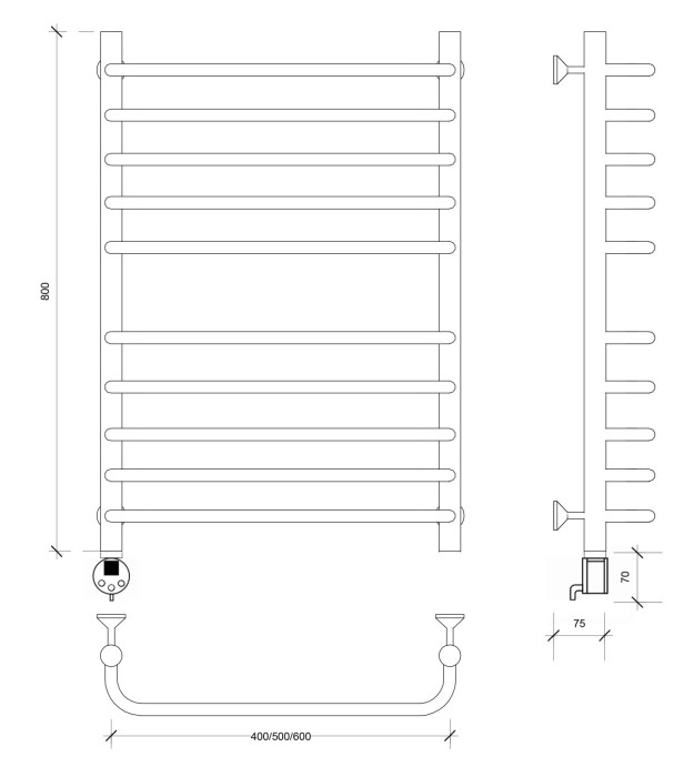 Полотенцесушитель электрический 80x40 Мерида 4 Secado арт. 4673739236741