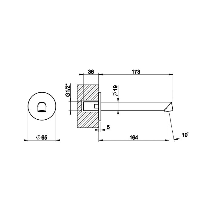 Настенный излив, средней длины, Gessi Ingranaggio, хром арт. 63403#031