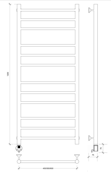 Полотенцесушитель электрический 120x50 Триада 3 Secado арт. 4673739243176