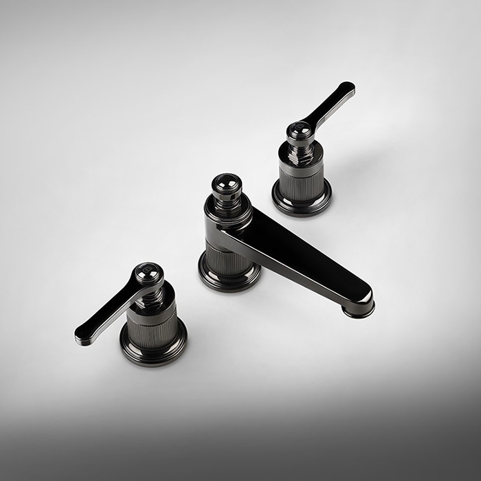 Смеситель для раковины на 3 отверстия, высота излива 98 мм., в комплекте с донным клапаном, Gessi Venti20, черный арт. 65012#299