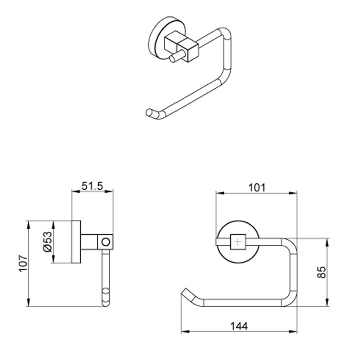Бумагодержатель без крышки, хром, Azario Nessy - AZ-73110A