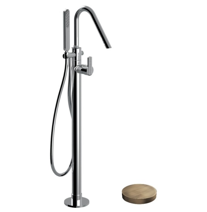 Внешняя часть напольного смесителя для ванны отдельностоящий, излив, ручной душ, Giulini, бронза матовая арт. 5892DLEPBROP