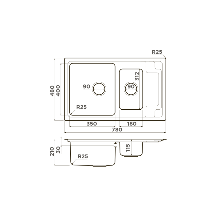 Кухонная мойка Omoikiri Mizu 78-2-IN нерж. сталь, цвет нержавеющая сталь арт. 4973731