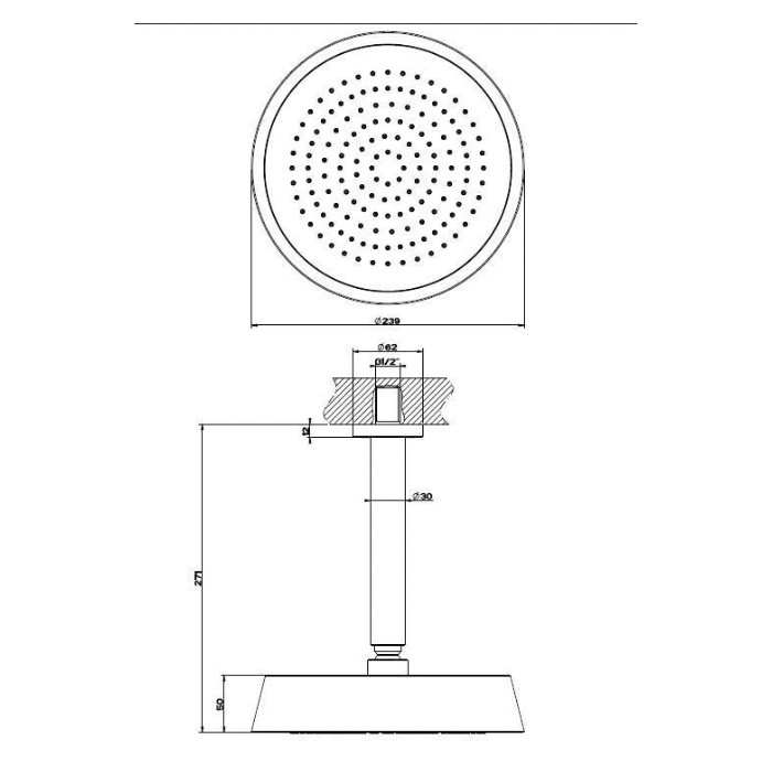 Душевая головка потолочная, шарнирная, с защитой от известкового налёта, Gessi Cono, хром арт. 45152#031
