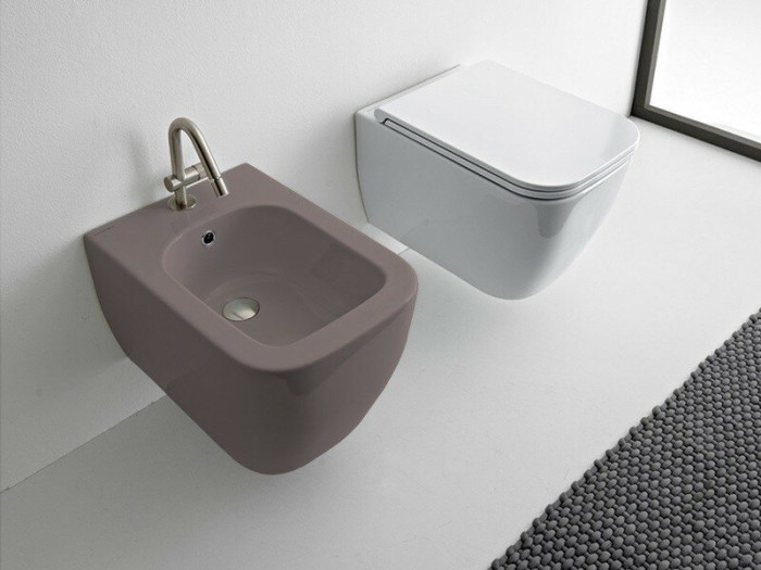 Подвесное биде с одним отверстием цвет песочный матовый, Scarabeo Teorema 2.0 - 5127 52