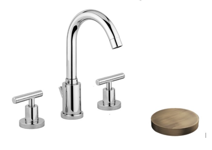 Смеситель для раковины на 3 отверстия, поворотный излив, без донного клапана, Giulini G4, бронза матовая арт. 7712/SCBROP