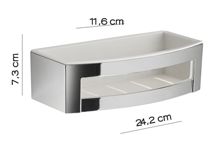Решётка прямоугольная 1-уровневая c ABS вкладышем (24,2х11,6хh7,3) Gedy, A718(23) цвет: хром