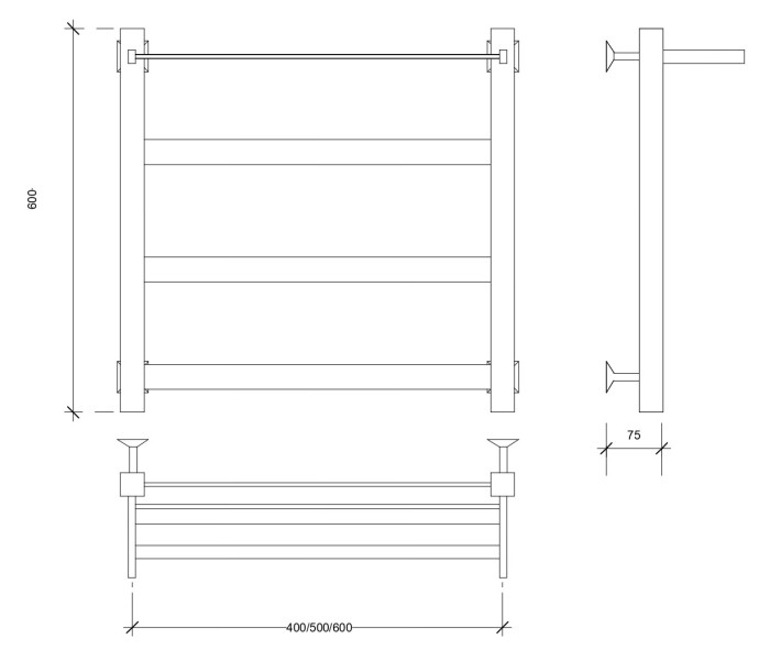 Полотенцесушитель водяной 60x60 Комано 1 СП (хром) Secado арт. 4603777481520