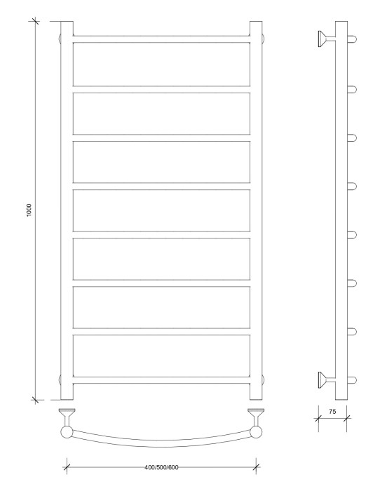 Полотенцесушитель водяной 100x60 Милан 1 (хром) Secado арт. 4603777444594