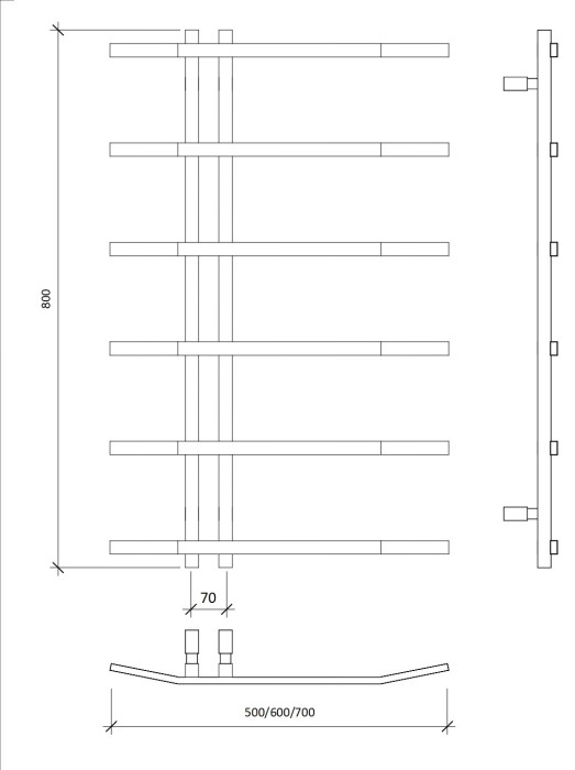 Полотенцесушитель водяной 80x7x50 Милето (черный) Secado арт. 4673739253359