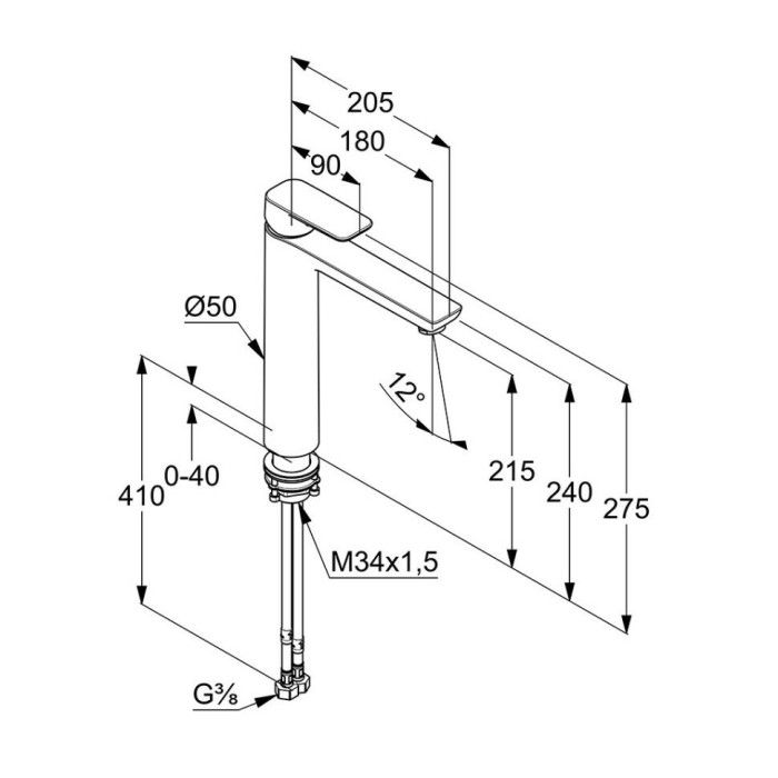 Однорычажный смеситель для раковины, 215 мм, pure and style Kludi, хром - 402960575