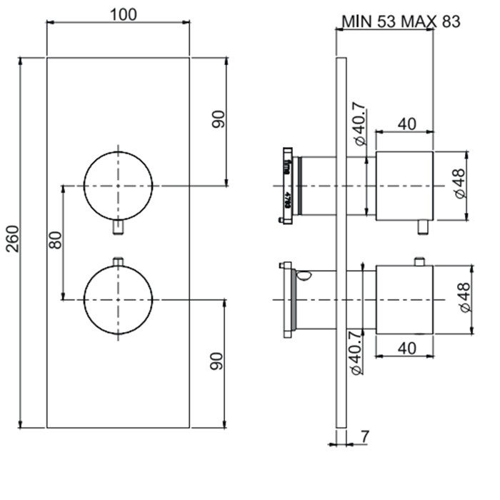 Fima Carlo Frattini Смеситель для душа встроенный, термостатический, с переключателем на 2/3 источника, Spillo Steel, F3079X7INOX F4000 цвет: сталь