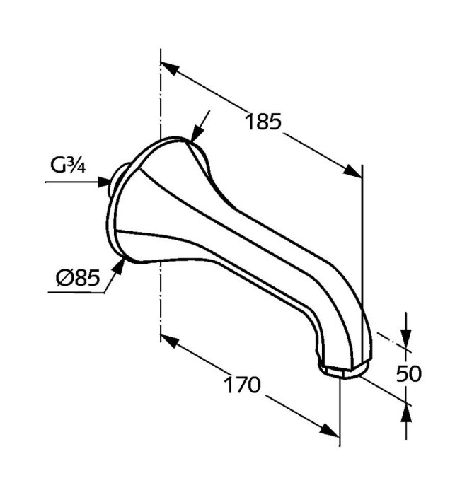 Излив для ванны dn20, 1926 Kludi, хром - 5140705