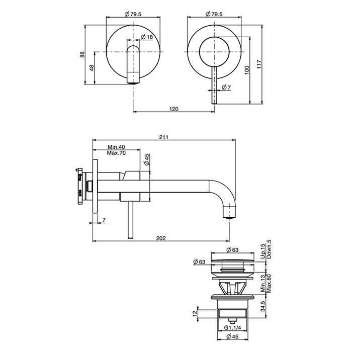 Fima Carlo Frattini Cмеситель для раковины, встраиваемый, излив: 20см., Spillo Up, F3051WLX9OR цвет: золото