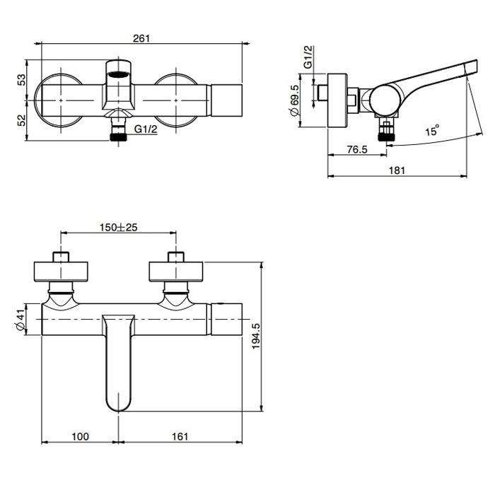 Fima Carlo Frattini Смеситель внешнего монтажа на ванну без душевого комплекта, Nomos go, F4164/1CR цвет: хром