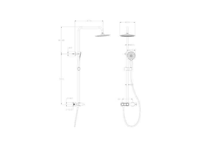 Душевая система, Wonzon & Woghand Muse, WW-A30653-CR цвет: хром