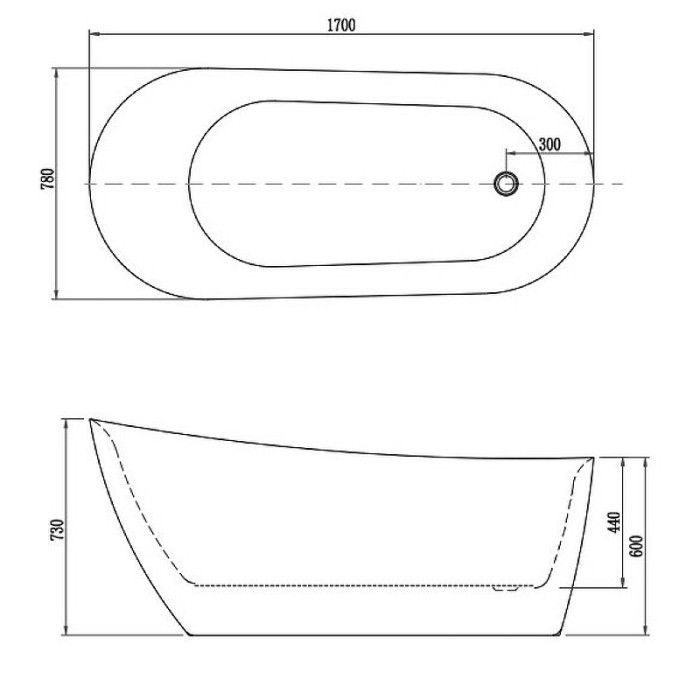 Ванна акриловая 170x78, отдельностоящая, Aquatek Лагуна арт. AQ-K133778WT