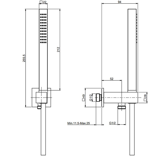 Fima Carlo Frattini Душевой гарнитур: настенный держатель, с ручным душем и шлангом 150см., Set doccia, F2438/2NOTCR цвет: хром