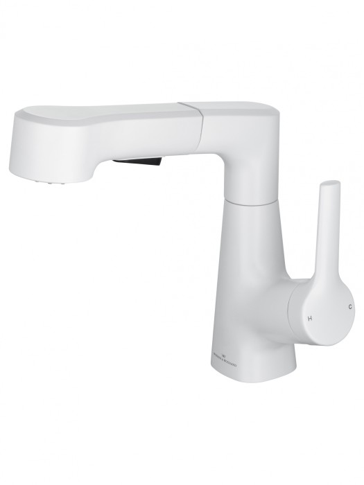 Смеситель для раковины с выдвижным изливом, Wonzon &amp; Woghand, WW-121B108-MW цвет: белый