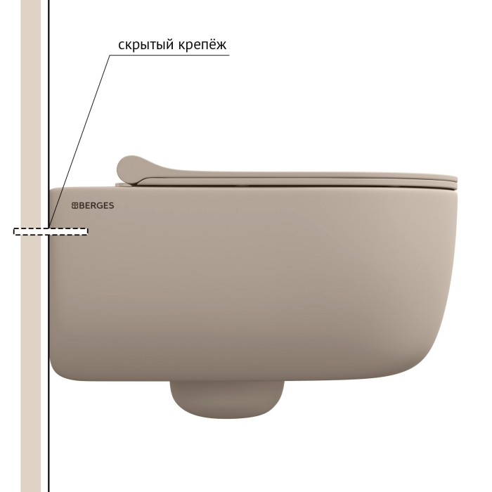 Унитаз BERGES EGO XL, матовый жасмин микролифт, арт. 082728
